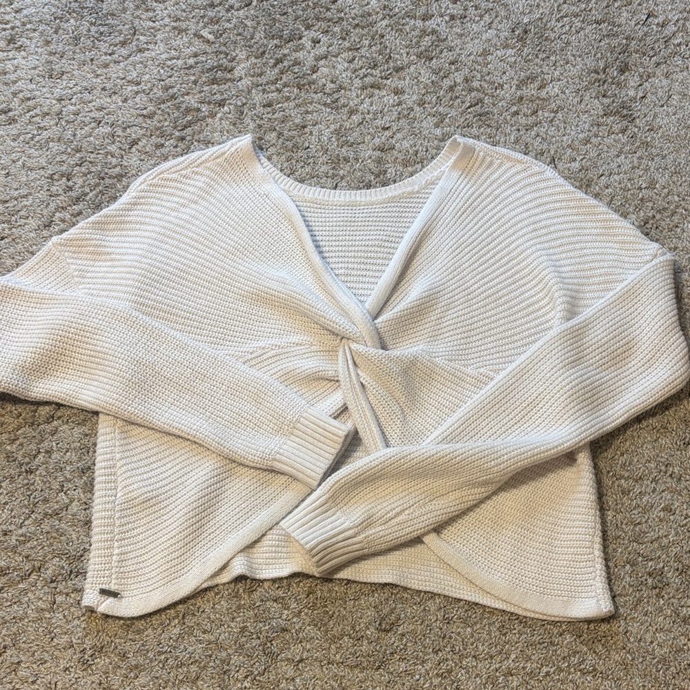 Cream Knit Twist Sweater